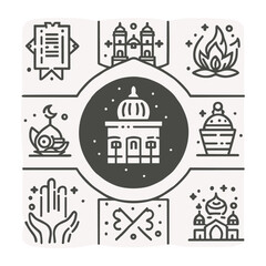 Ramadan Kareem Icon set vector, Islamic icon set illustration vector item.