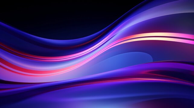 render, colorful background with abstract shape glowing in ultraviolet spectrum, curvy neon lines. Futuristic energy concept