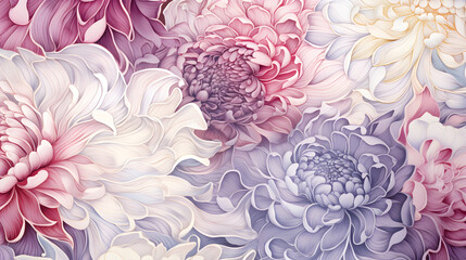 Elegant Stylized Floral Pattern: A Dance of Colors and Depth