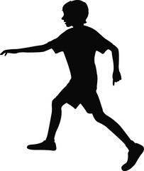 a boy running body silhouette vector