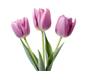 Bunch of tulips isolated on transparent background