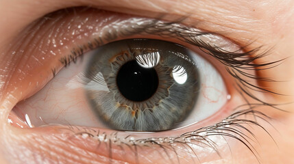 Macro eye photo. Keratoconus - eye disease, thinning of the cornea in the form of a cone. The cornea plastic. Ophthalmology banner. Made with generative ai