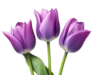 purple tulips isolated on transparent background