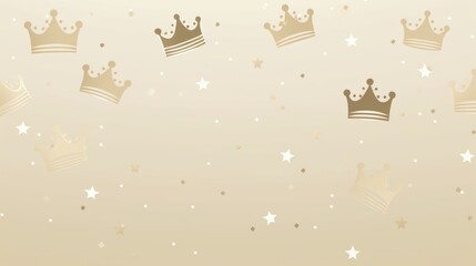 Background with minimalist illustrations of crowns in Beige color