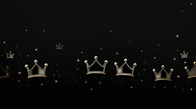 Background with minimalist illustrations of crowns in Black color