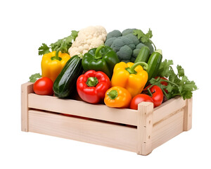 vegetables in a basket on transparent background
