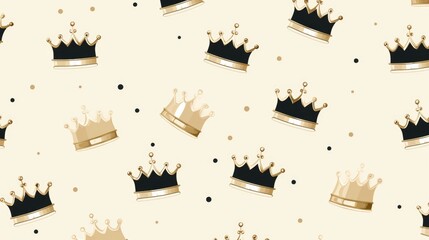 Background with minimalist illustrations of crowns in Ivory color