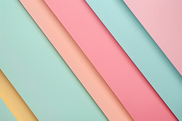 Abstract background with green, pink, blue and peach pastel stripes. Summer wallpaper concept