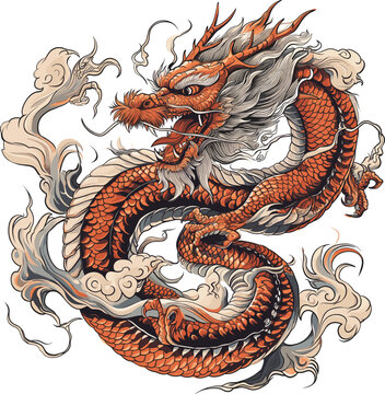 Vector illustration of a Chinese dragon. Easy to edit and adjust the colors. Infinite print size and high quality.
