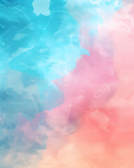 Watercolor blue, pink and peach pastel background with copy space. Summer concept wallpaper.