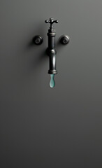 Old retro faucet with water drop. Cold concept wallpaper
