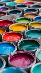 Fototapeta premium Array of Colorful Paint Cans