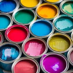 Array of Colorful Paint Cans