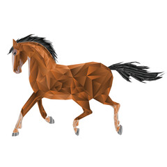 Brown horse low-polygon vector illustration editable hand draw