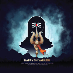 Hindu Festival Maha Shivratri with Lord Shiva and Typography In Hindi Text writing maha shivratri.
