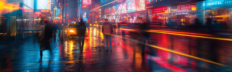 vibrant colour city photo, street and night, long shot