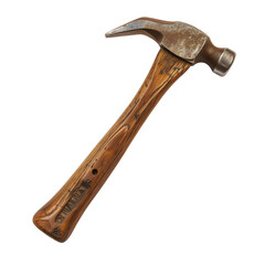 locksmith old hammer with wooden handle, isolated on transparent background