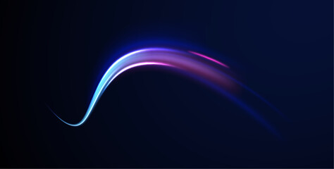 Glitter sparkle star trail, light effect, abstract waves flow vector illustration. Vector image of colorful light trails with motion blur effect, long time exposure isolated on background.	