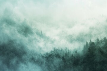 Mysterious smoky misty atmosphere in the forest Texture background for ads and banners Generative AI - obrazy, fototapety, plakaty