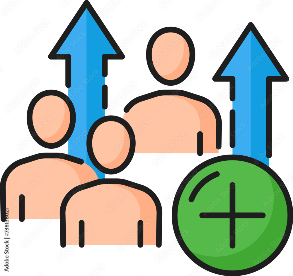 Poster customer growth. cdn. content delivery network icon, website database upload and update service pict