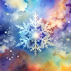 Watercolor illustration of a snowflake