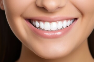 Obraz premium Healthy Teeth Smile of a Young Woman. Dental Care Concept with Perfect White Teeth and Bright Smile