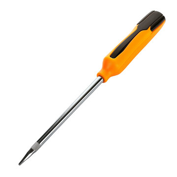 crosshead screwdriver with orange handle, isolated on transparent background