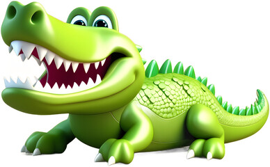 lustiges krokodil , 3d animation mit transparentem Hintergrund . KI Generated 