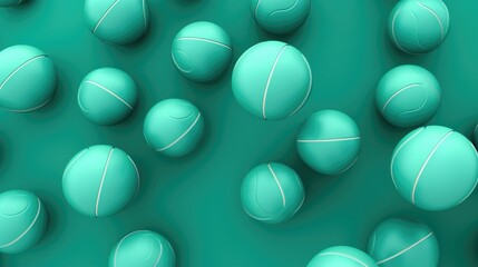 Background with volleyballs in Sea Green color