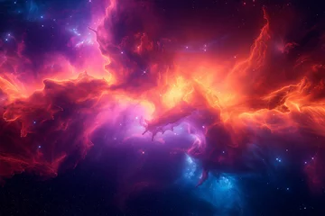 Schilderijen op glas Cosmic nebula seen emphasizing breathtaking beauty and mystique of deep space exploration © dtatiana