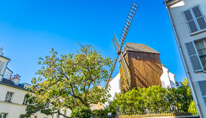 Moulin de la Galette, a windmill in the district of Montmartre in Paris, France