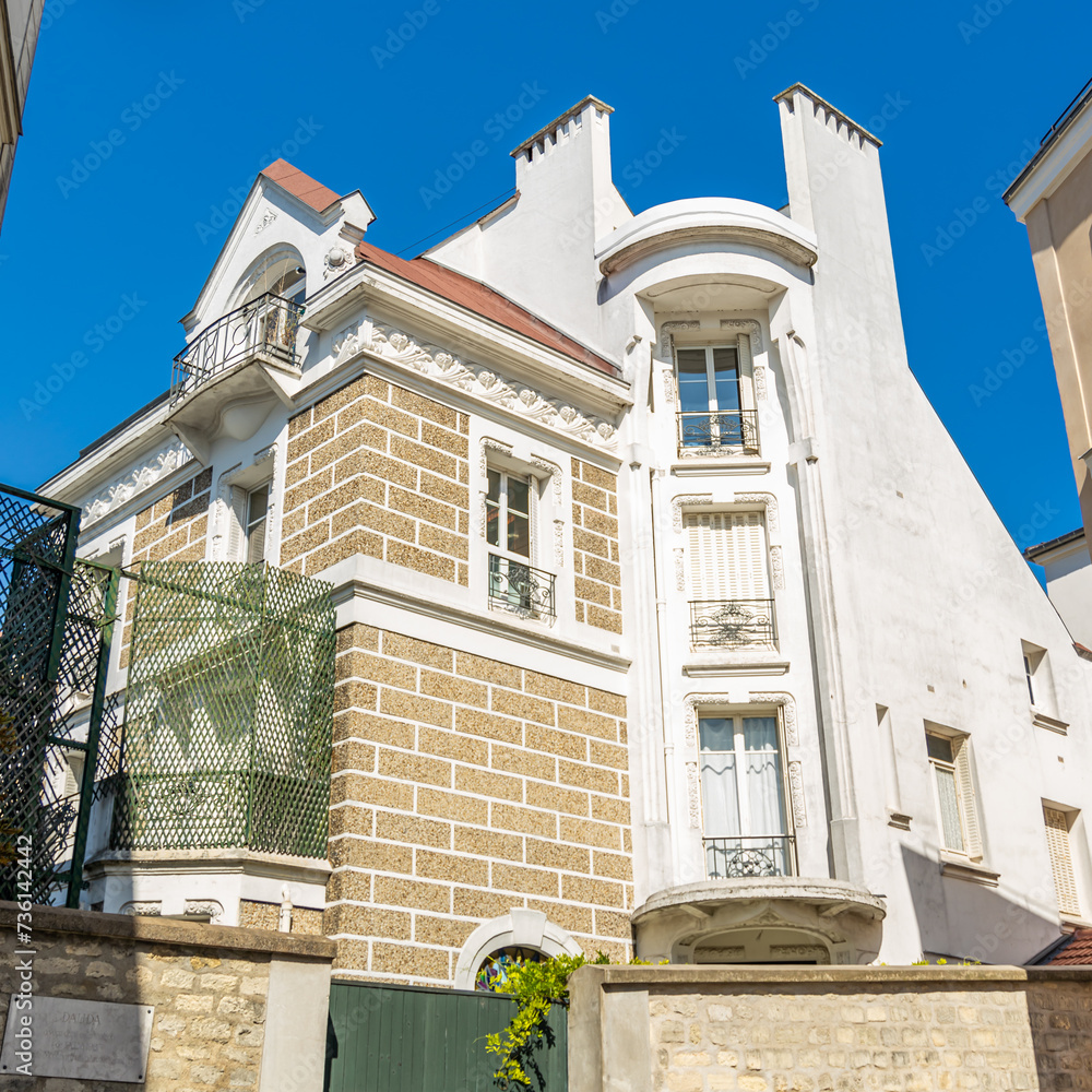 Wall mural House of singer Dalida in the Montmartre district in Paris, France