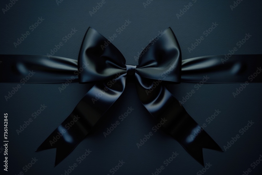 Poster a black ribbon with a bow on top. can be used for gift wrapping or as a decorative element