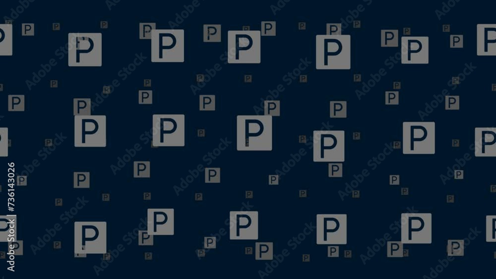 Poster road parking signs float horizontally from left to right. parallax fly effect. floating symbols are 