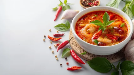 Fotobehang shrimp with tomato soup and pepers © Creative-Touch