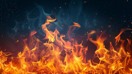 Fototapeta na wymiar Fire background with flames. Hot image of a blazing fire.