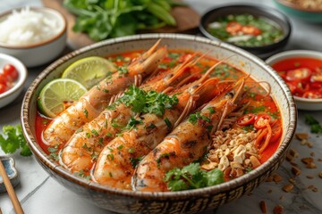 Fototapeta premium a bowl of thai Tom Yum goong professional advertising food photography