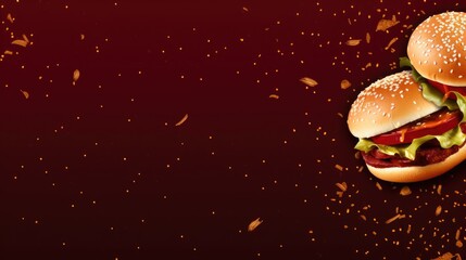 Burgundy Background with hamburgers
