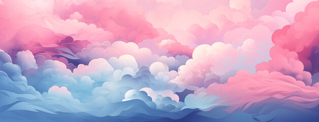 Fototapeta na wymiar Dreamlike Pastel Cloud Waves in a Fantasy Sky