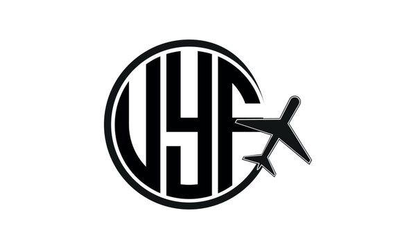 UYF three initial letter circle tour & travel agency logo design vector template. hajj Umrah agency, abstract, wordmark, business, monogram, minimalist, brand, company, flat, tourism agency, tourist