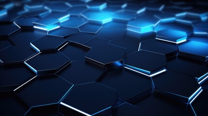 Clear pattern abstract background hexagon black and blue, futuristic wallpaper, tech space background