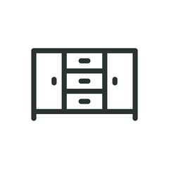 Chest of drawers isolated icon, buffet cabinet vector symbol with editable stroke