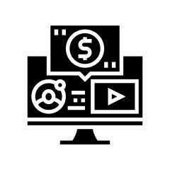 webinar monetization glyph icon vector. webinar monetization sign. isolated symbol illustration