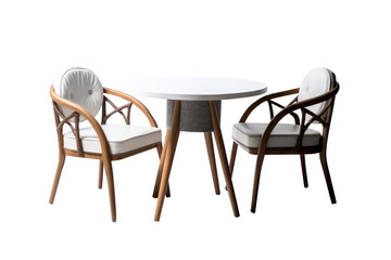 Fototapeta premium Outdoor and indoor living table and chairs set for home design minimalist style.