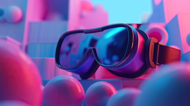 A bold pair of goggles sits on top of a vibrantly adorned table, captivating the imagination with a promise of thrilling escapades.