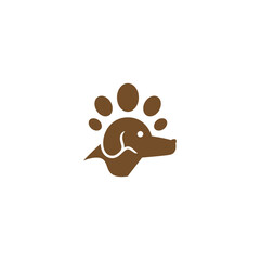 Paw dog head logo design.