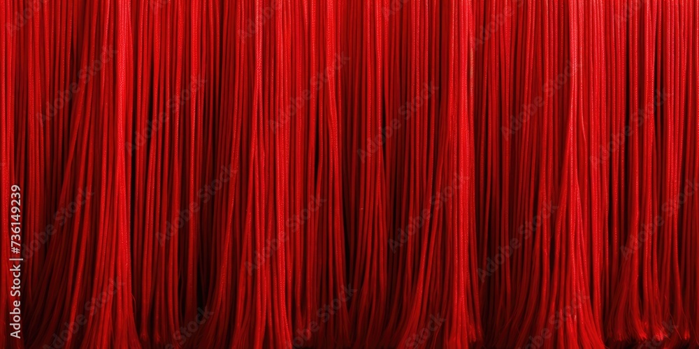 Poster A red curtain is hanging from the ceiling. This image can be used to depict a theater setting or to add a dramatic touch to any event or venue