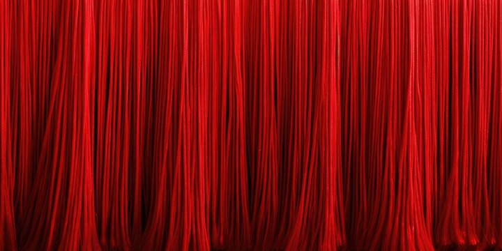 A red curtain is hanging from the ceiling. This image can be used to depict a theater setting or to add a dramatic touch to any event or venue