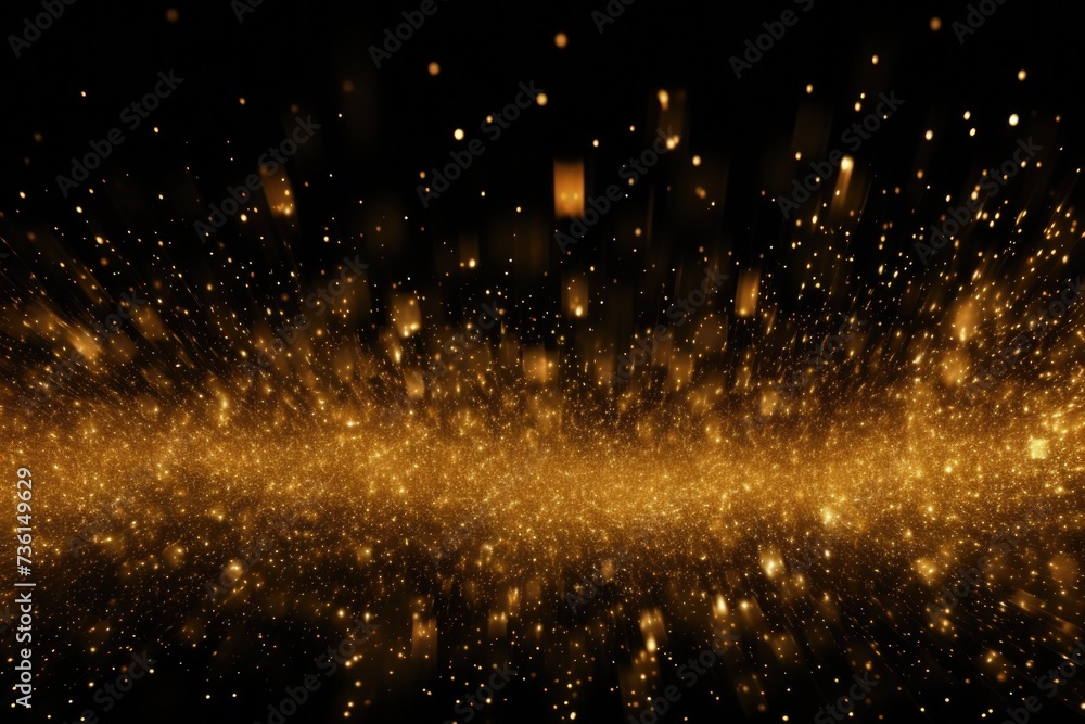 Poster A captivating image of gold dust against a black background. Perfect for adding a touch of elegance and luxury to any design or project