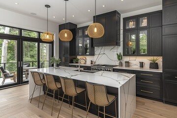 kitchen with shaker style cabinets advertising photography